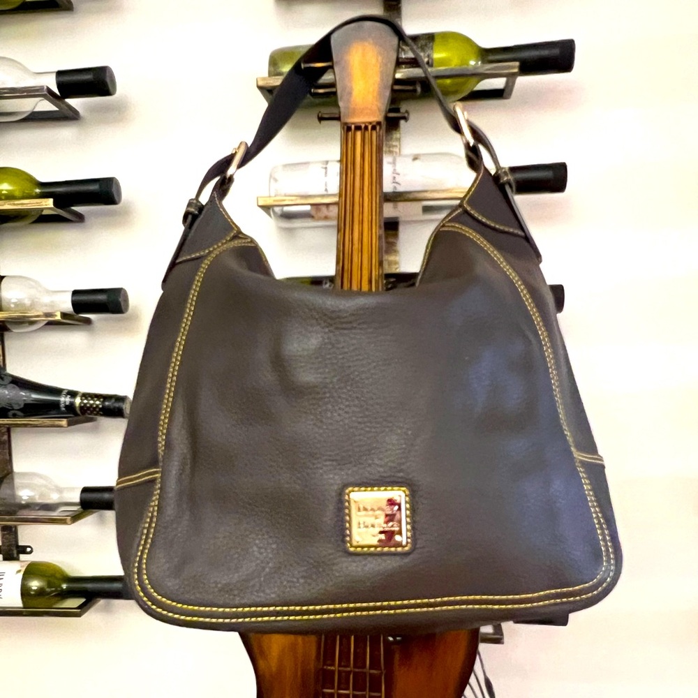 Dooney & Bourke Chocolate Brown Pebbled Leather Hobo Shoulder Bag